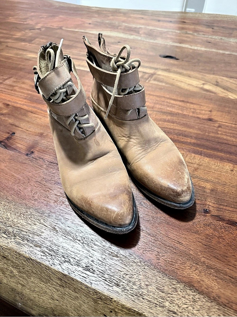 We The Free Vintage Women's Brown Strappy Ankle Boots